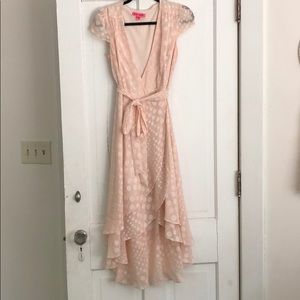 Pink Polka Dot Wrap Dress